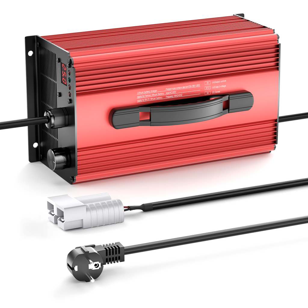 NOEIFEVO Cargador de batería de litio 88.2V 25A para batería de litio Li-Ion Lipo 77.7V (72V) 21S, pantalla LCD, corriente ajustable, cargador para bicicleta eléctrica, patinete, motocicleta eléctrica