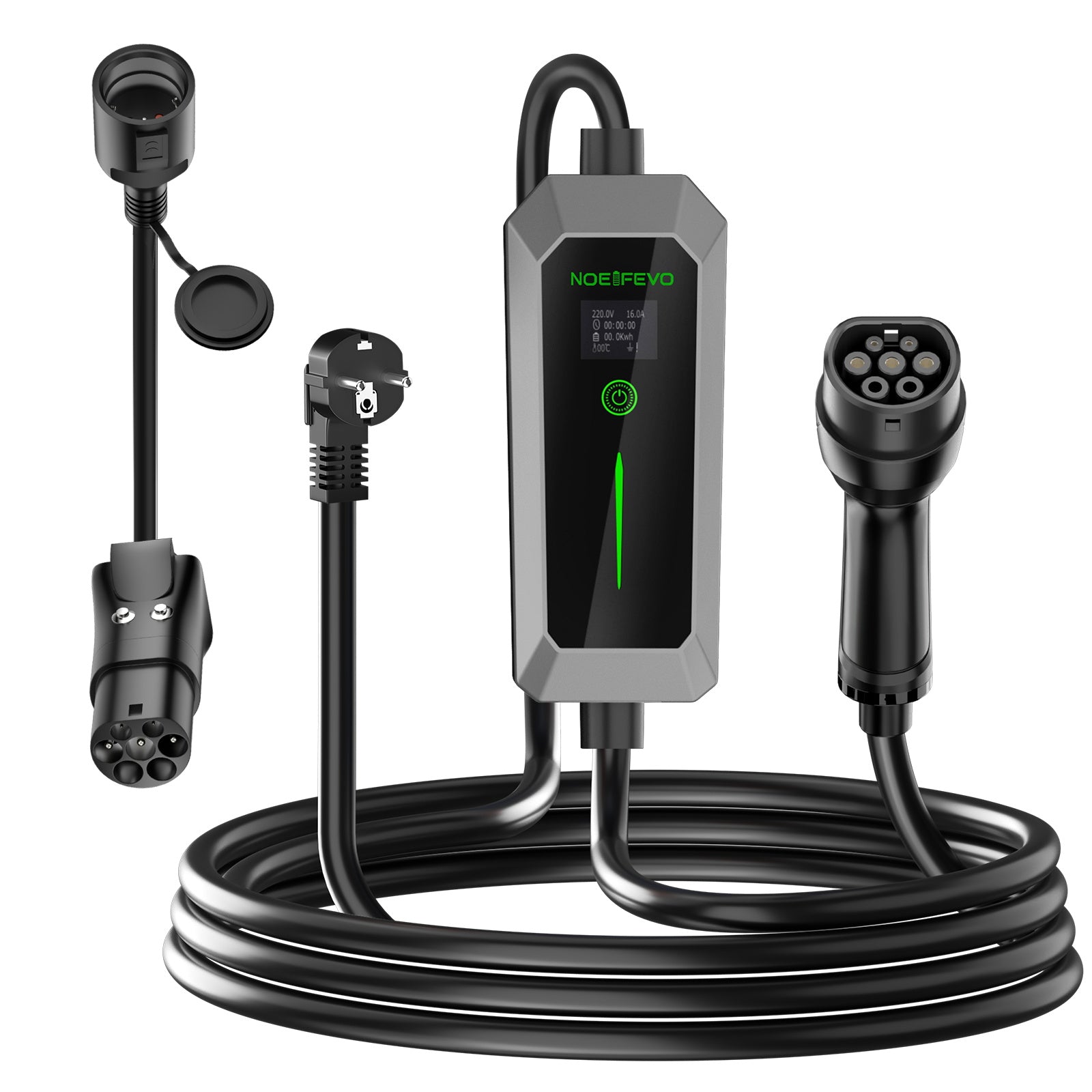 NOEIFEVO Type 2 3,5 kW EV-lader, mobil EV-ladekabel med Schuko, 5M/10M ladekabel, regntett, utendørs bruk