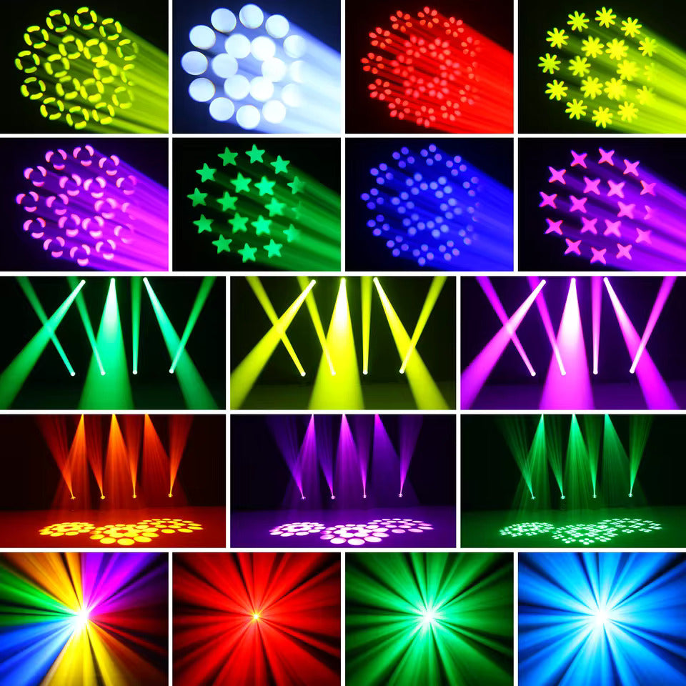 200W LED Beam moving head schijnwerper, 18 prisma's kleurprojector voor podiumverlichting, effectprojector voor bars, verjaardagsfeesten, clubs, KTV's, concerten en theaters