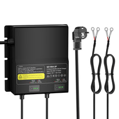 NOEIFEVO מטען סוללות אוניברסלי 12V 20A 2 בנק (10A/בנק), מטען עמיד במים 12V לסוללות LiFePO4, ליתיום ועופרת-חומצה עבור רכב קמפינג, סירה, אופנוע, מכסחת דשא, מנוע טרולינג וסוללות עופרת-חומצה