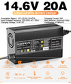 Noeifevo 14.6V 20A מטען סוללות LiFePO4 לסוללת 12V 12.8V LiFePO4 ליתיום, 0V BMS Activate, כיבוי אוטומטי, בית מסגסוגת אלומיניום