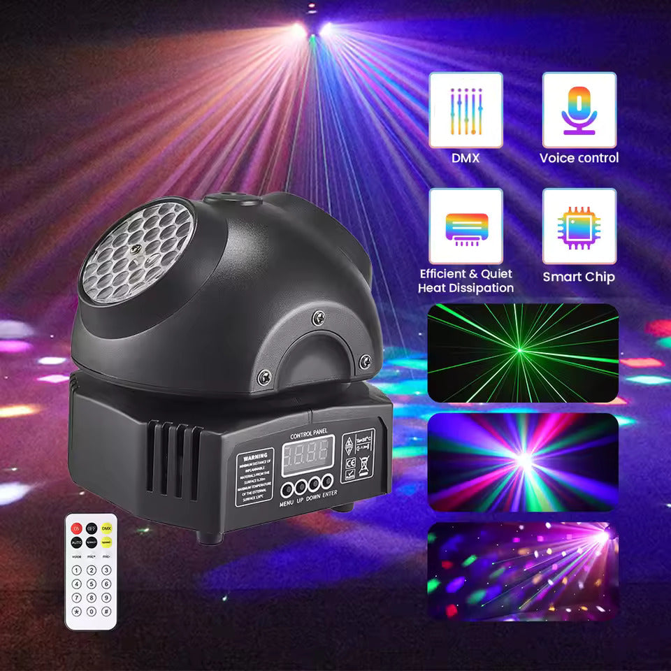 36W Mini-Discolichter, RGBW LED-Partybeleuchtung, Doppel-Moving-Head-Strahler, DMX512 DJ-Ausrüstung Stroboskop-Bühneneffekt für Nachtclub, Bar und Show