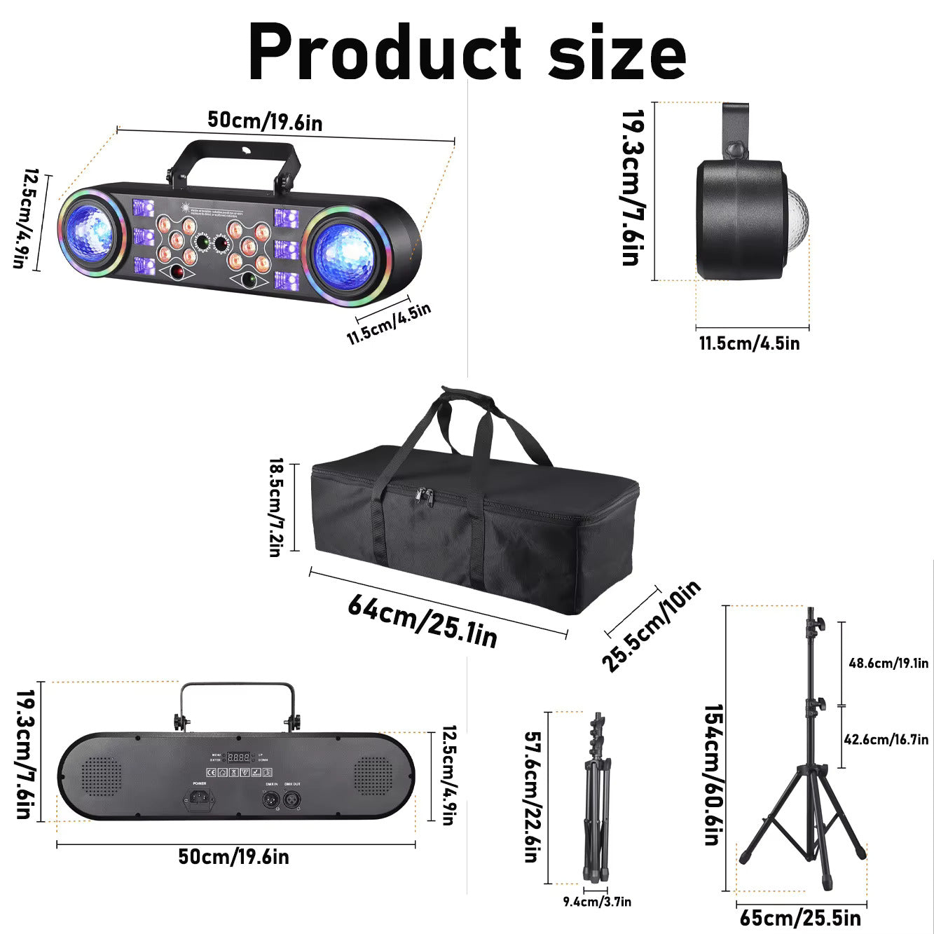 80W DJ-Partylicht mit Multi-Effekt, RG-Laser, UV- und Magic-Ball-Wash-Funktion, DMX512 (29 Kanäle), inklusive Stativ und Tragetasche für Hochzeiten, Bars und KTV