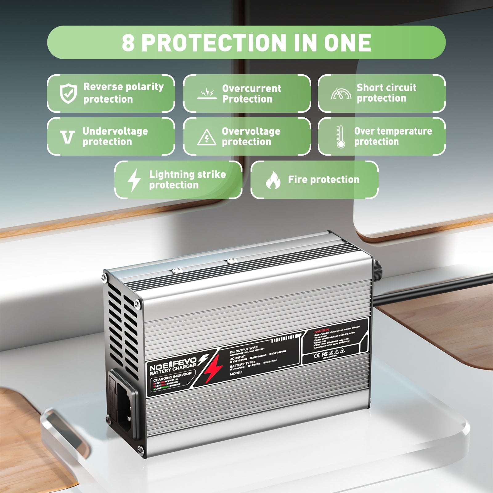 NOEIFEVO 46.2V 2A 3A 3.5A 4A Lithium-oplader voor 11S 40.7V Li-Ion Lipo-batterijen, koelventilator, automatische uitschakeling.