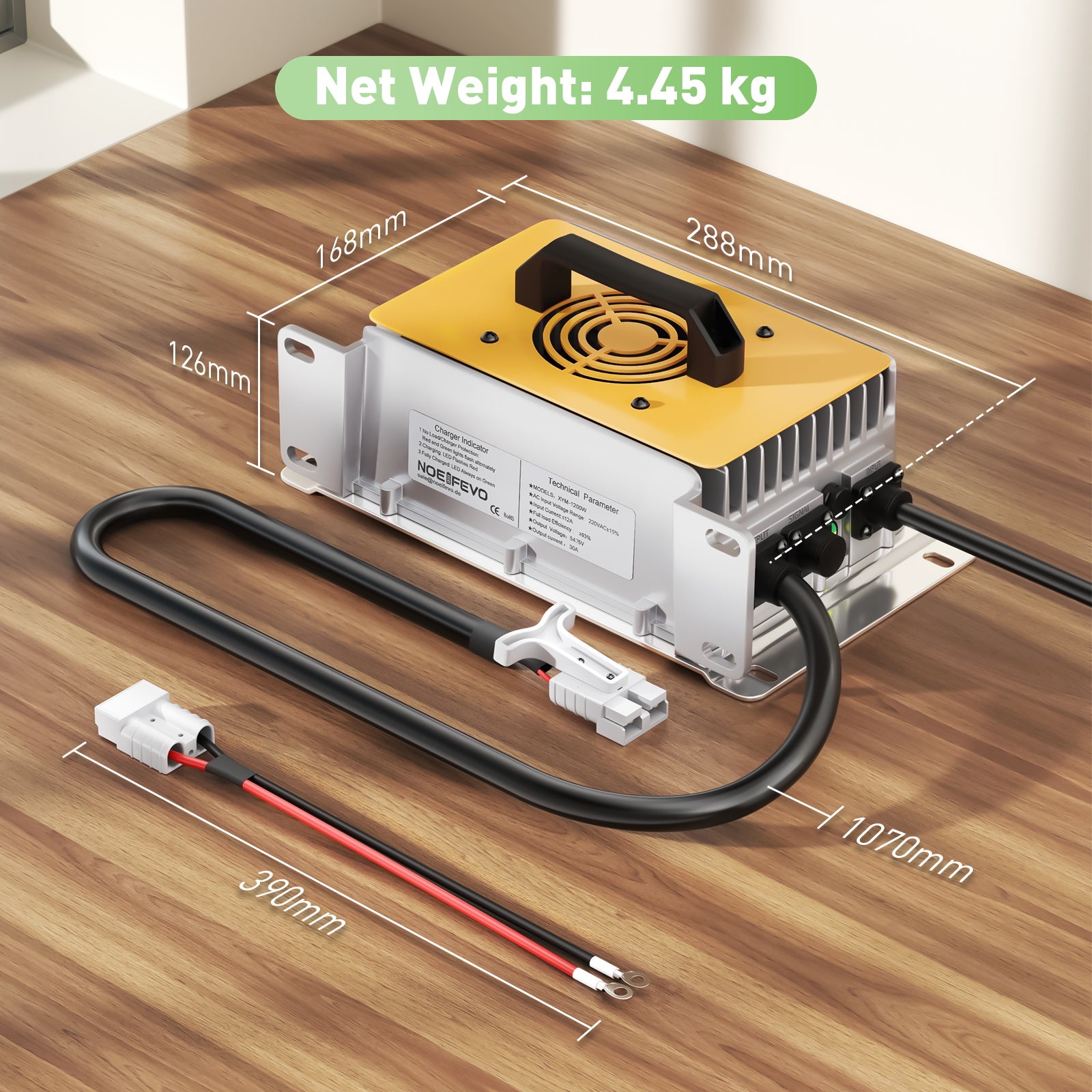 NOEIFEVO 54,75V 30A LiFePO4 nabíjačka batérií pre 48V 15S LiFePO4 batériu, vodotesná
​