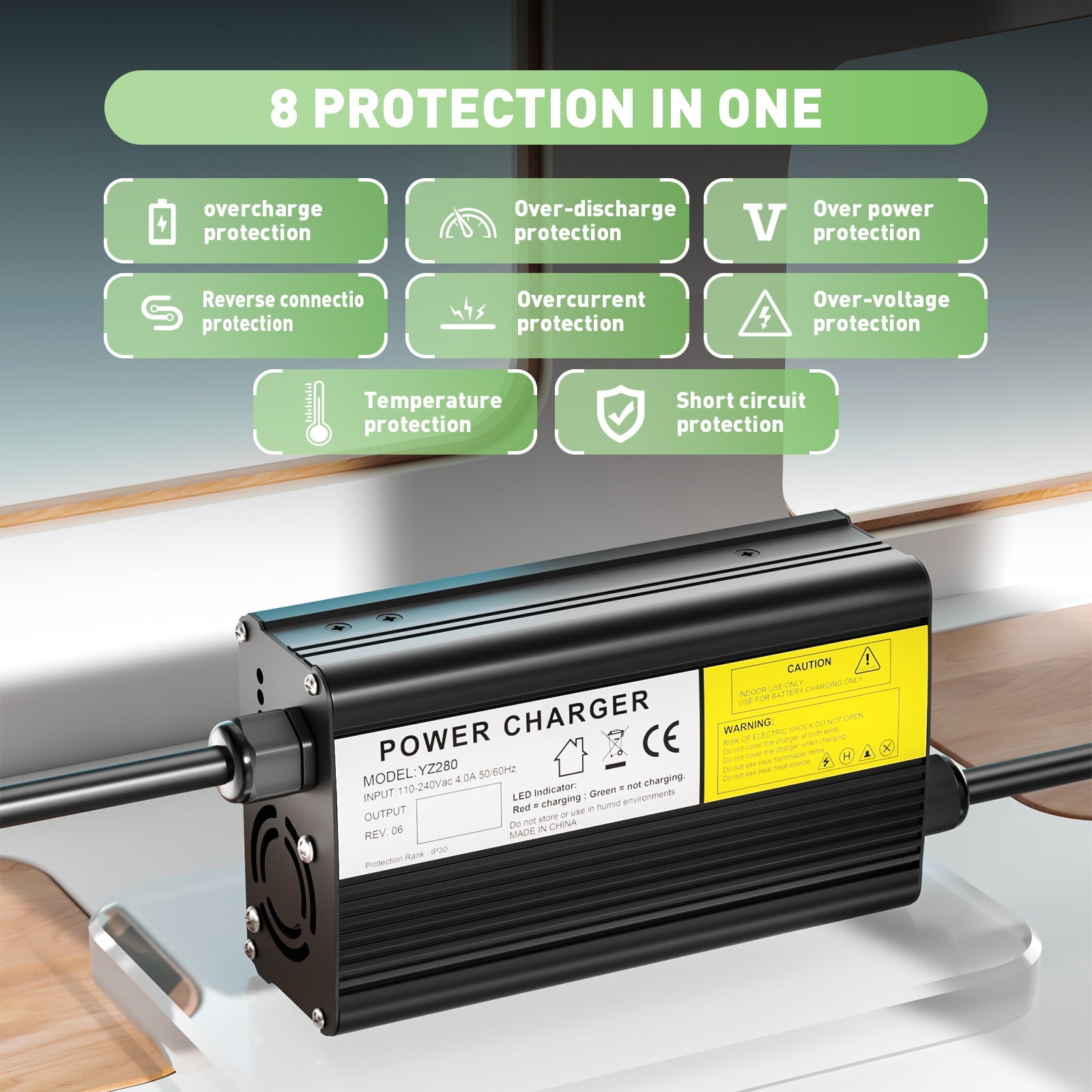 NOEIFEVO Caricabatteria al litio 54,6 V 4 A per batteria 48,1 V 48 V 13 S, caricabatterie per moto dispositivo elettrico scooter E-Bike.