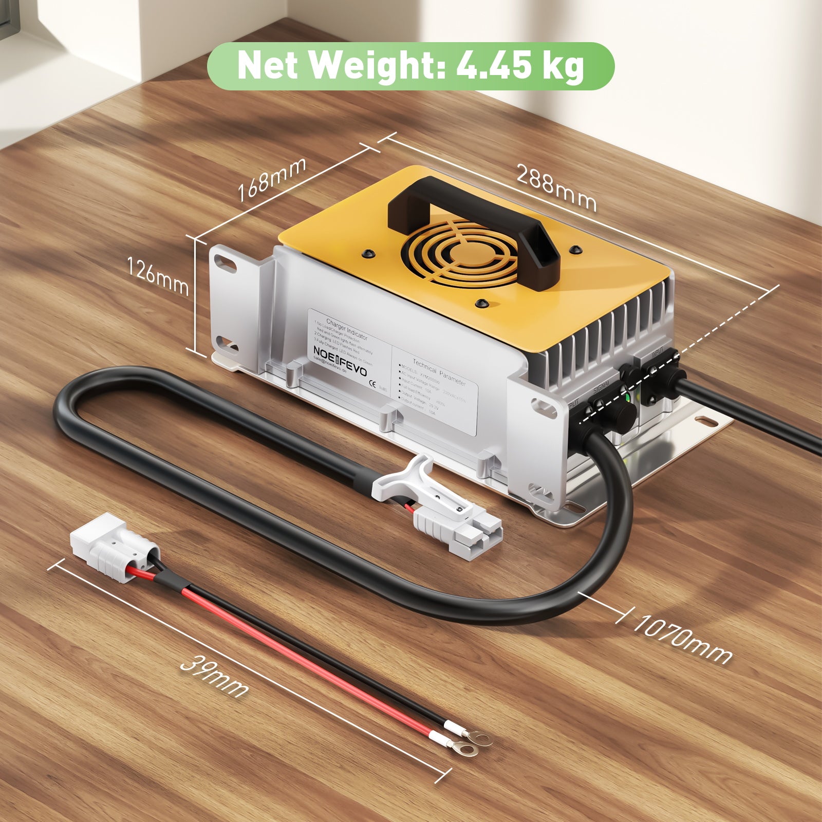 NOEIFEVO 29.2V 50A LiFePO4 batteriladdare för 24V 25.6V LiFePO4 batteri, vattentät, 0V BMS Activate