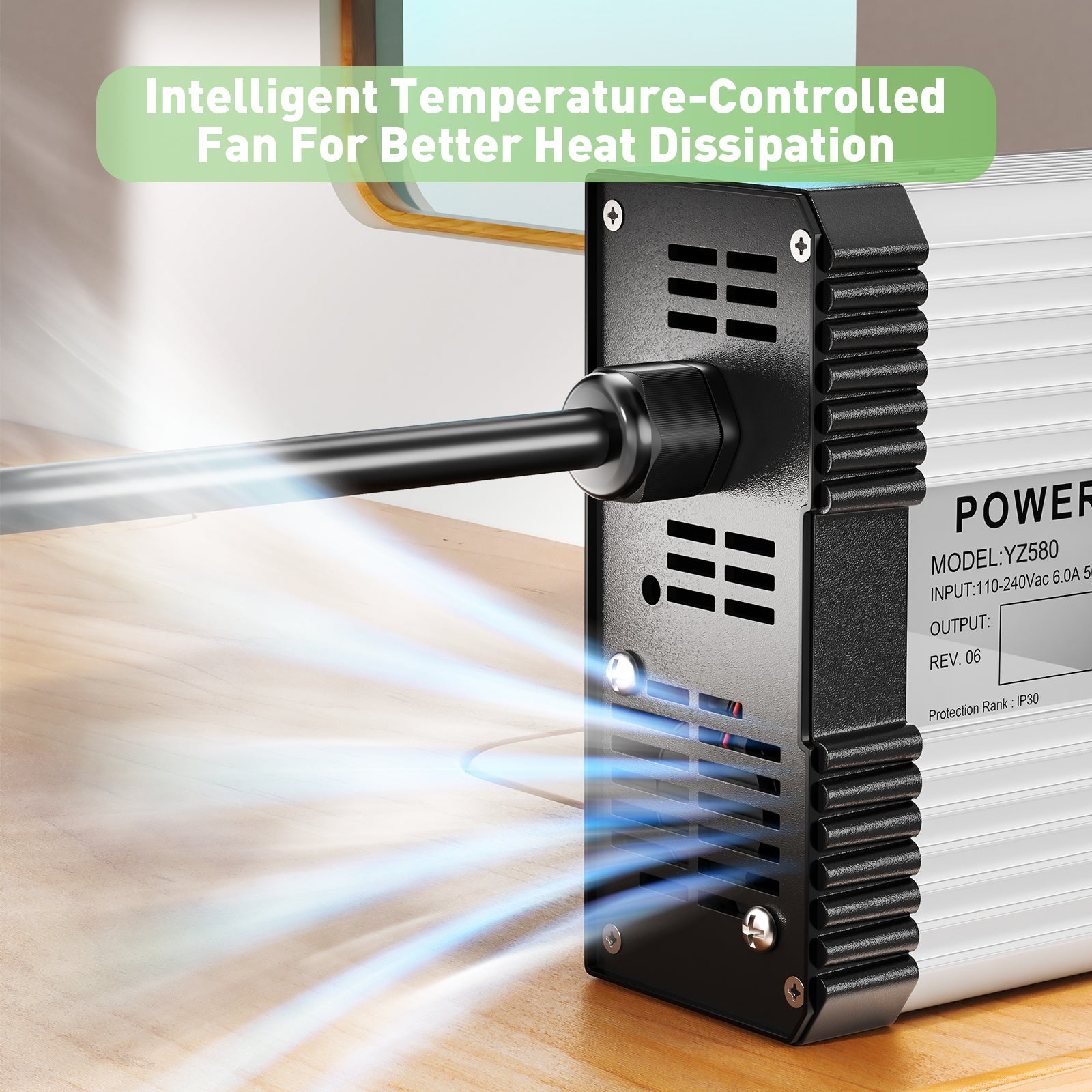 NOEIFEVO 87.6V 4.5A LiFePO4-batteriladdare för 72V 76.8V 24S LiFePO4-batteri, med kylfläkt, automatisk avstängning.