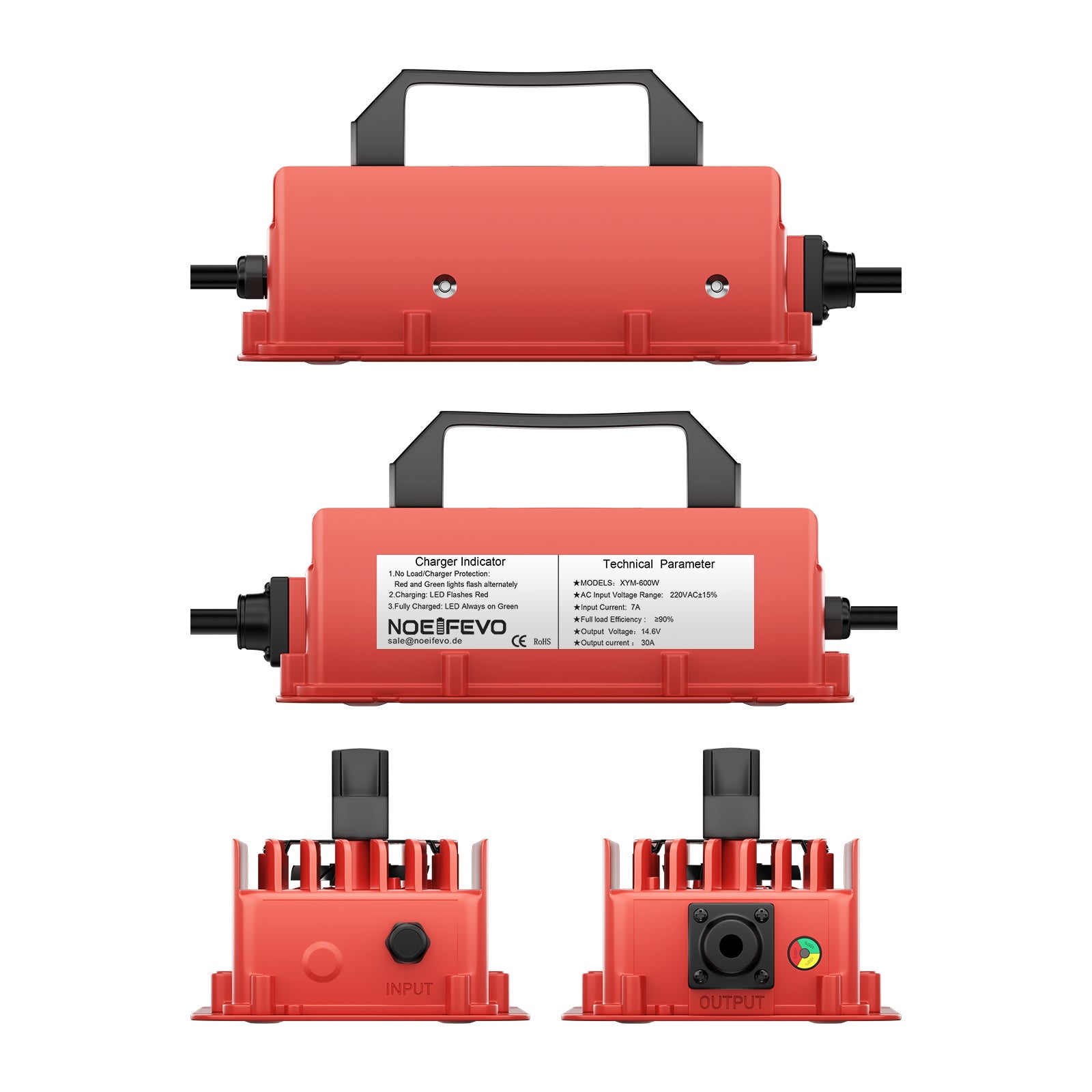 NOEIFEVO 14.6V 30A Wasserdicht LiFePO4 Akku-Ladegerät für 12V(12.8V) 4S LiFePO4 Akku