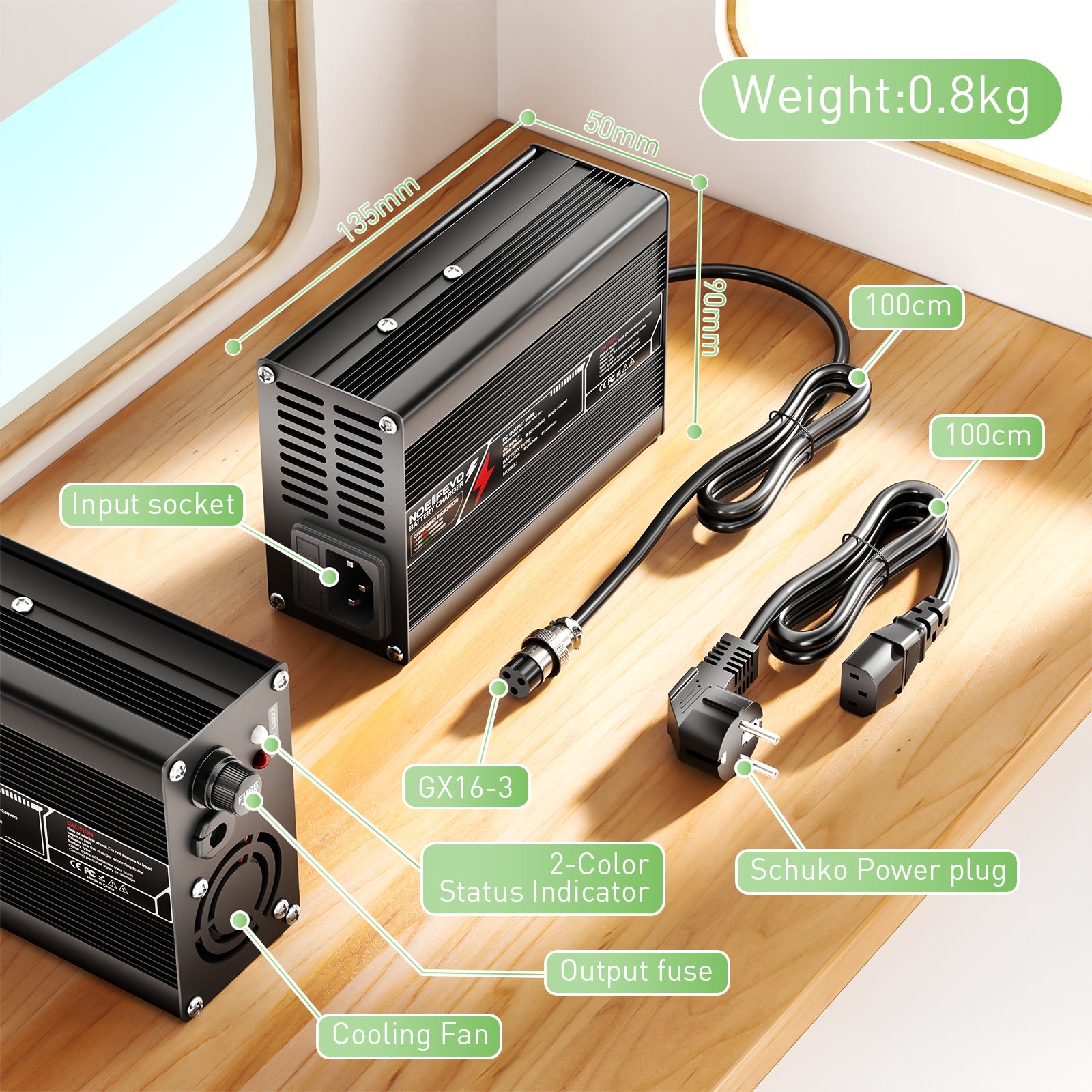 NOEIFEVO 54.6V 5A litiumlaturi 13S 48V Ebike skootterin akulle, alumiinikotelo, tuuletin