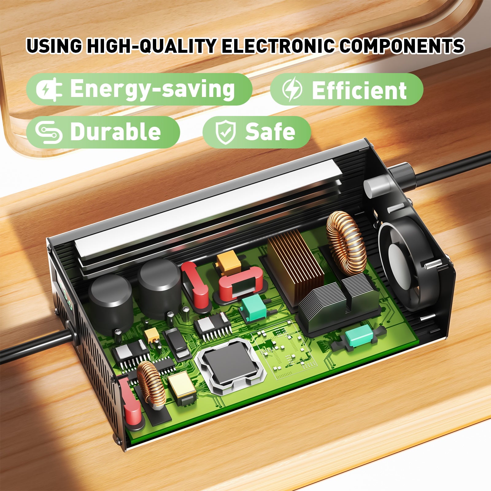 NOEIFEVO 58.4V 20A Lithium-LiFePO4-oplader til 51.2V 16S LiFePO4-batteri, LCD-skærm, justerbar strøm, oplader til golfvogne, trollingmotor, båd og campingvogne