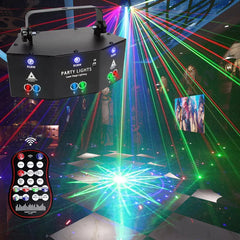 Discolys Partylys, LED RGB-lys DJ-projektor musikstyret DJ-discolys, DMX-effektstråler til KTV, familietræf, bryllup, fødselsdag, Halloween