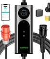 Noeifevo Typ2 Mobil EV Wallbox, 11KW 3-faset CEE16A Justerbar ladningsstyrke EV-lader, 5m/10m/15m EV-ladekabel til Model Y/3, ID.3/4/5, MG4, EX30, e-up, e-tron, Zoe og andre EV.
