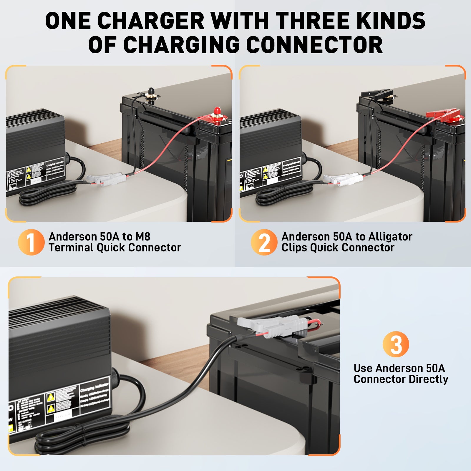Noeifevo 14,6 V 50 A nopea litium-LiFePO4-akkulaturi 12 V (12,8 V) LiFePO4-akulle, 0 V BMS-aktivointi, automaattinen sammutus täydellä suojauksella
