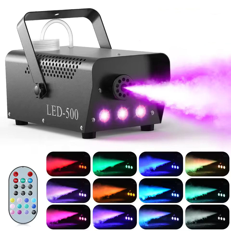 500Watt-Nebelmaschine, RGB-Dreifarben-LED-Mischnebelstrahl, mit Fernbedienung, geeignet für DJs, Discos, Partys, Halloween, Hochzeiten, Weihnachten und andere Anlässe