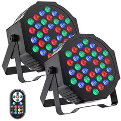 2er-Pack RGB LED Par Strahler, 36 LED Bühnenlicht Partylicht mit Fernbedienung, Discolicht Scheinwerfer Bunt Beleuchtung für Moving Head DJ Party Show Bar Nebelmaschine Halloween Weihnachten