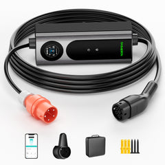 NOEIFEVO Mobiele wallbox 11kW met app [5m/10m | 3-fase | 6–16 A], laadkabel voor elektrische auto CEE-16A 400V naar type 2 met instelbaar laadvermogen, EV-lader voor ID.3/4/5/7, IX1, Model 3/Y en andere BEV/PHEV