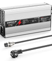 NOEIFEVO 71,4V 6A lithium-batterilader til 62,9 V (60 V) 17S-batteri, automatisk afbrydelse, aluminiumsgehus, med ventilator (sølv)