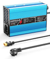 NOEIFEVO 36V 6A bly-syre batterilader, ladespænding 41,4V-44,1V, automatisk sluk, aluminiumshus, med blæser