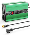 מטעין ליתיום NOEIFEVO 50.4V 2A 2.5A 3A עבור סוללות 12S 44.4V Li-Ion Lipo, מאוורר קירור, כיבוי אוטומטי (ירוק)