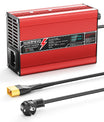 NOEIFEVO 50.4V 2A 2.5A 3A Cargador de litio para baterías 12S 44.4V Li-Ion Lipo, con pantalla LCD, ventilador de refrigeración, apagado automático (ROJO)