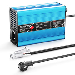 El cargador de batería de litio NOEIFEVO 54.6V 3A para baterías Li-Ion Lipo 13S 48.1V, con ventilador de refrigeración y apagado automático (AZUL).