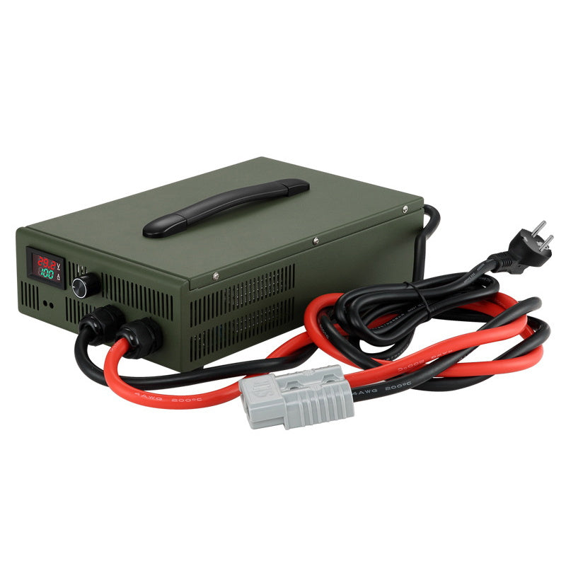 NOEIFEVO 24V 10A-100A Lithium LiFePO4 batterioplader, ladespænding 29,2V, LCD display, strøm justerbar, blæser