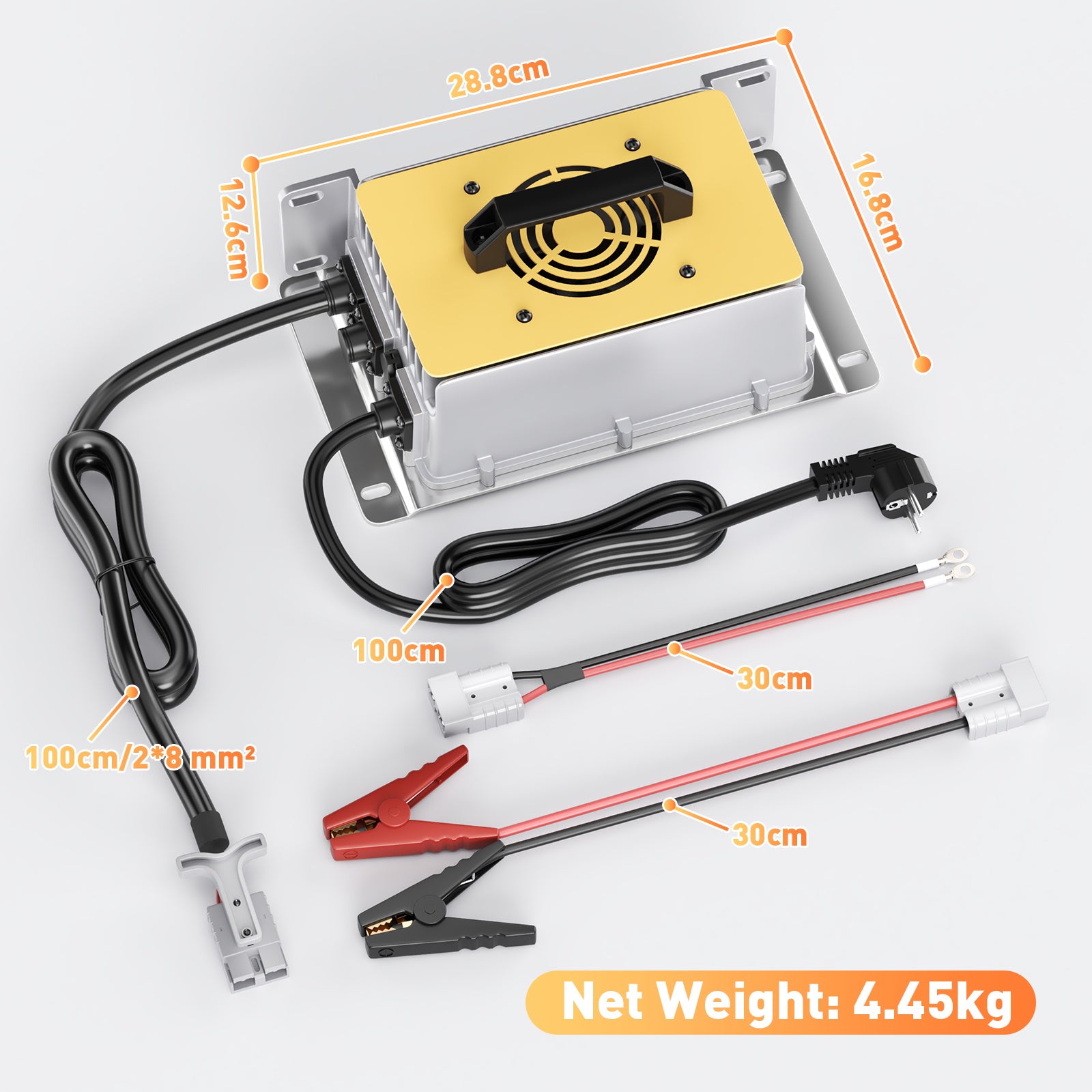 NOEIFEVO 29,2V 50A hurtiglader for 24V 25,6V Lithium LiFePO4-batteri, vanntett, 0V BMS Aktiver