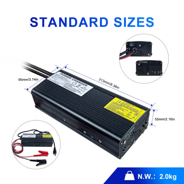 NOEIFEVO 29,4V 14A Lithium-Ladegerät für 7S 24V Li-Ion Akku, LED-Anzeige, Aluminiumgehäuse, Lüfter