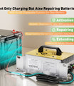 NOEIFEVO 51,2V 48V 16S LiFePO4-lader, 58,4V 35A oplader til solbatterier, golfvognsbatterier og bådbatterier, vandtæt, 0V BMS-aktiveret