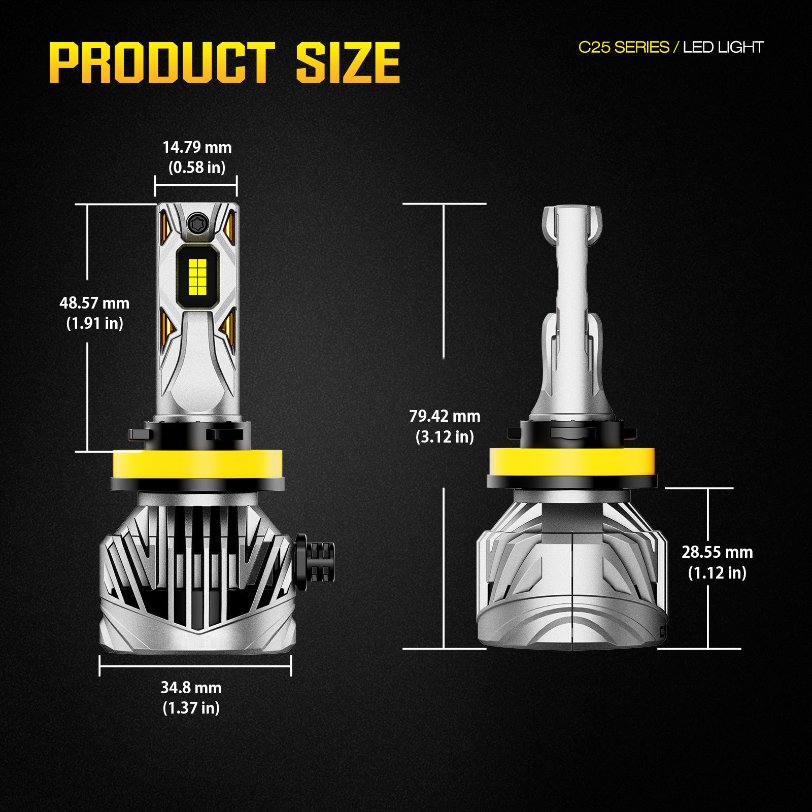 NOEIFEVO H11 Bombilla de Faros para Coche, 30,000 Lúmenes, 130W, 6500K Blanco, IP68 a Prueba de Agua, 100,000 Horas de Vida Útil, Luz Baja y Alta