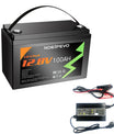 NOEIFEVO Bateria de lítio 12.8V 100Ah LiFePO4, bateria de lítio 1280Wh com 100A BMS, 4000+ ciclos de carga, com carregador 14.6V 20A, perfeita como fonte de energia para autocaravana, barco.