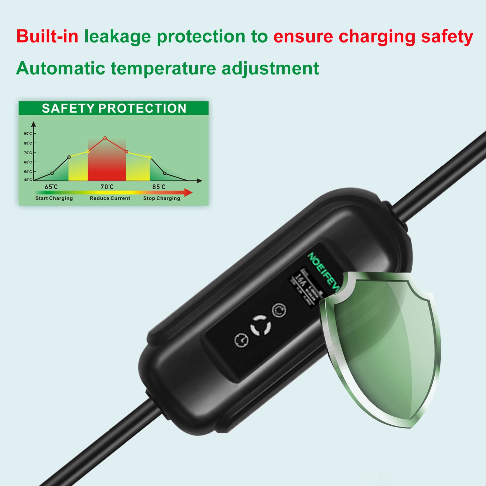 Noeifevo 15meters Mobile EV laddningskabel, 3.7KW 16A bärbar typ 2 typ 1 EV laddare med Schuko