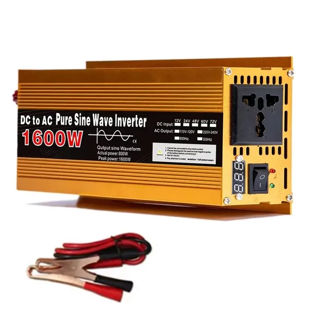 Inverter 12V till 220V Pure Sine Wave 1600W 2200W 3000W Power Inverter EU Laddningsuttag med LED-skärm