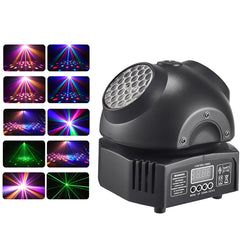 36W Mini-discoljus, RGBW LED-partybelysning, dubbel moving head-strålkastare, DMX512 DJ-utrustning, strobe-sceneffekt för nattklubb, bar och show