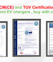 Cabo de carregamento de veículos eléctricos móveis de 15 metros Noeifevo, carregador de veículos eléctricos portátil de 3,7KW 16A Tipo 2 Tipo 1 com Schuko