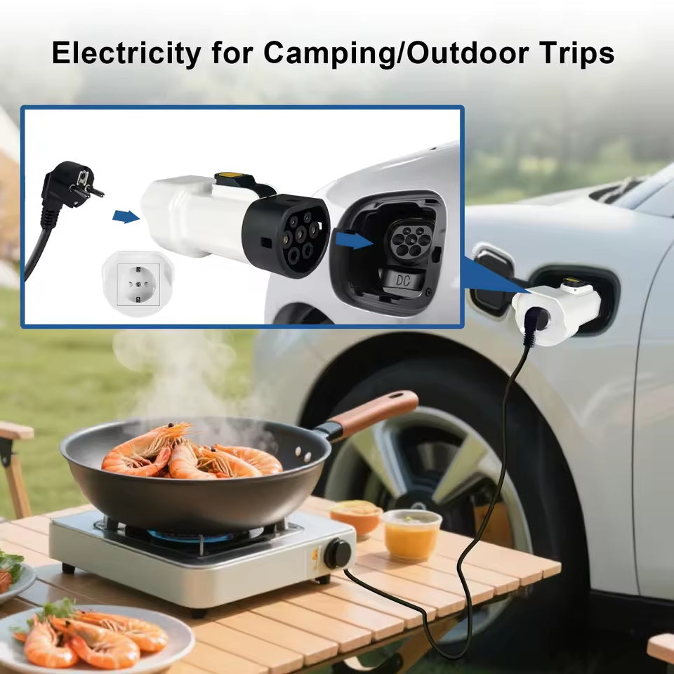 NOEIFEVO Typ 2 V2L-vybíjecí adaptér, 16A vybíjecí zásuvka pro elektromobily do venkovního použití, kompatibilní s Jaecoo 7 PHEV/Geely EX5/Renault/Nammi