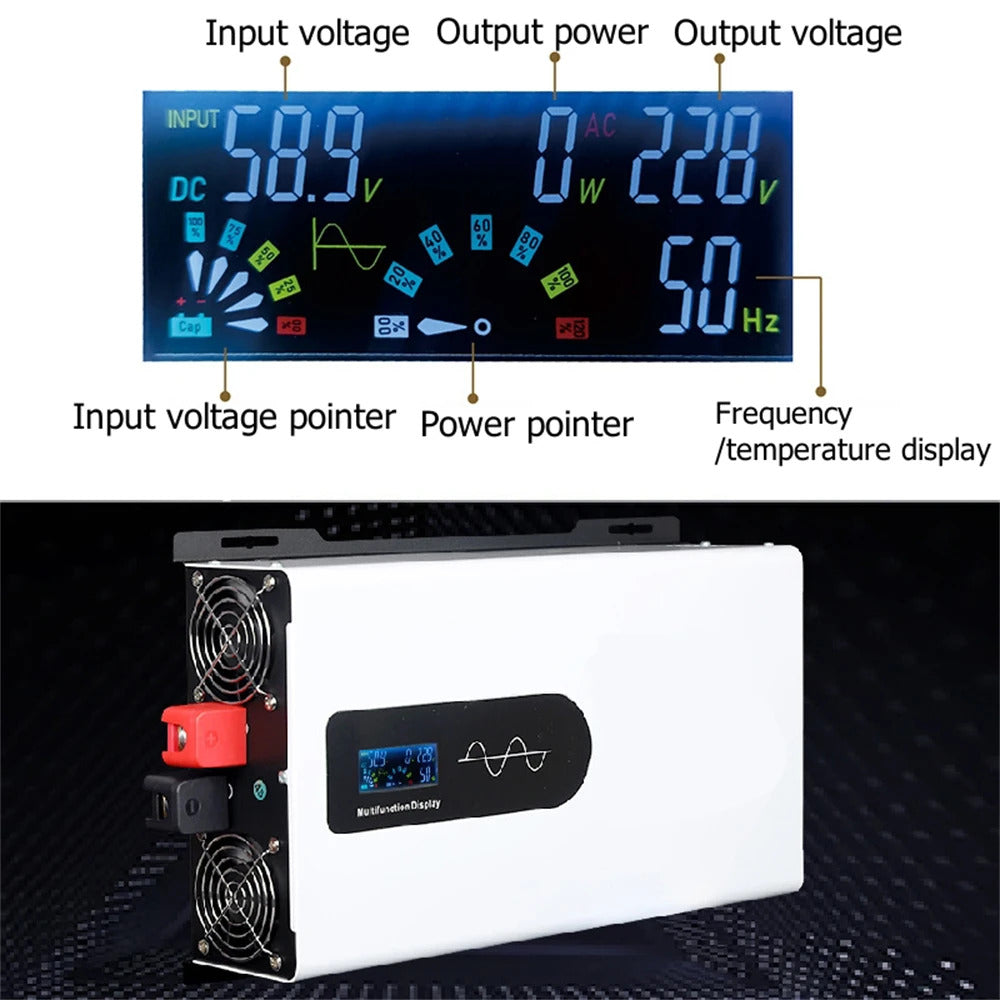 2500W till 6000W ren sinusvågsomvandlare, 48V till 230V ren sinusvågsomriktare med fjärrstyrd dubbeluttagsomvandlare