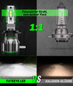 FATEEYE H7 LED-forlygtesæt 10000LM 50W fjern-/nærlys 6500K hvid halogen (2 stk.)