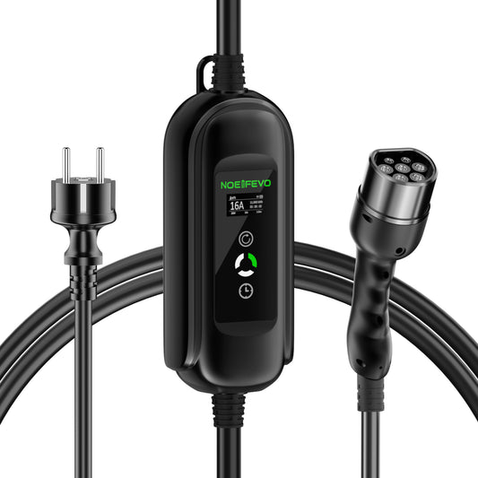 Noeifevo Portable Type 2 3.7KW 16A EV Charger, Type 1 Mobile EV Charging Cable with Schuko, 5m/10m