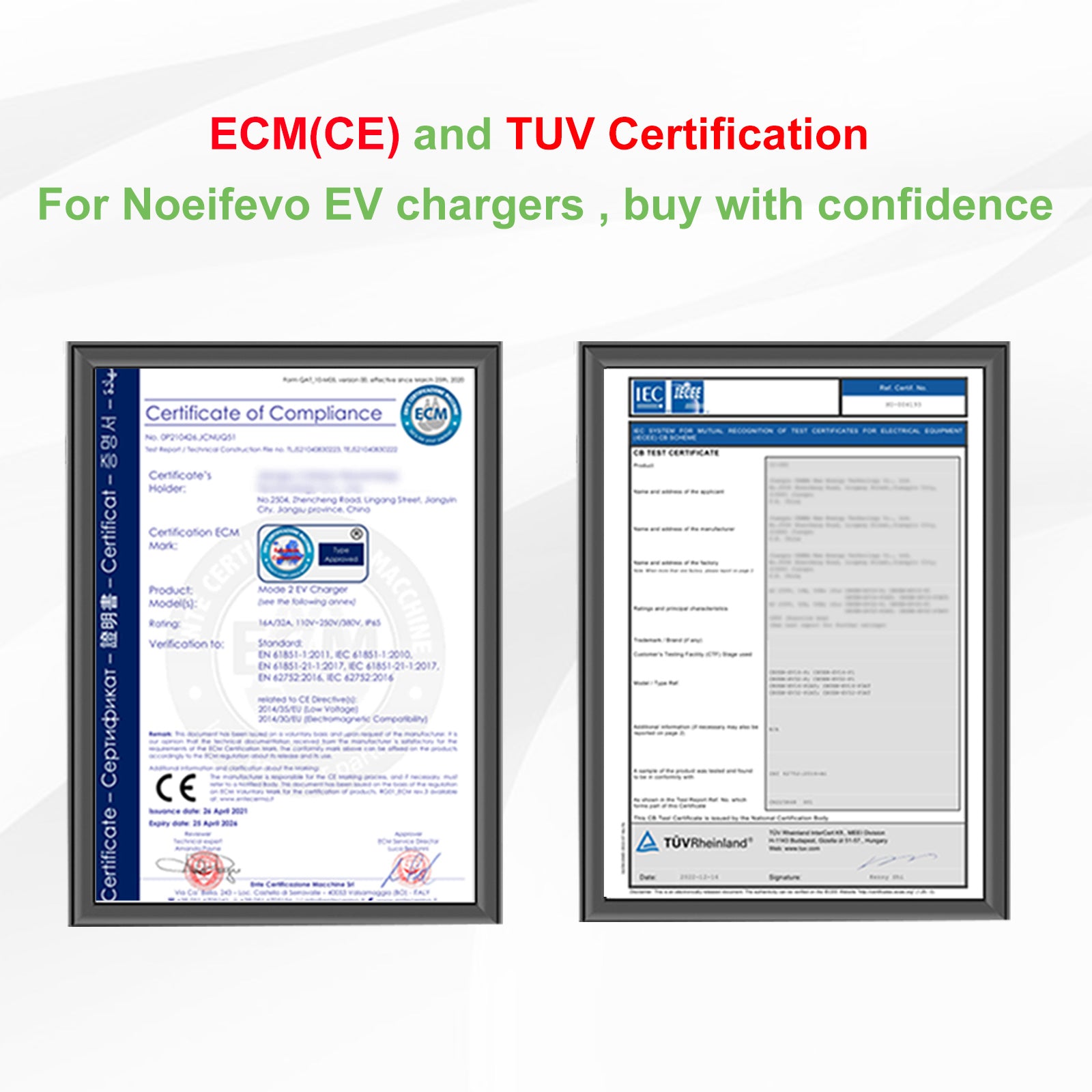 Noeifevo Type2 EV Charging Station Set, 11KW 16A 5M EV Charging Cable, Power Fast Charging Cable