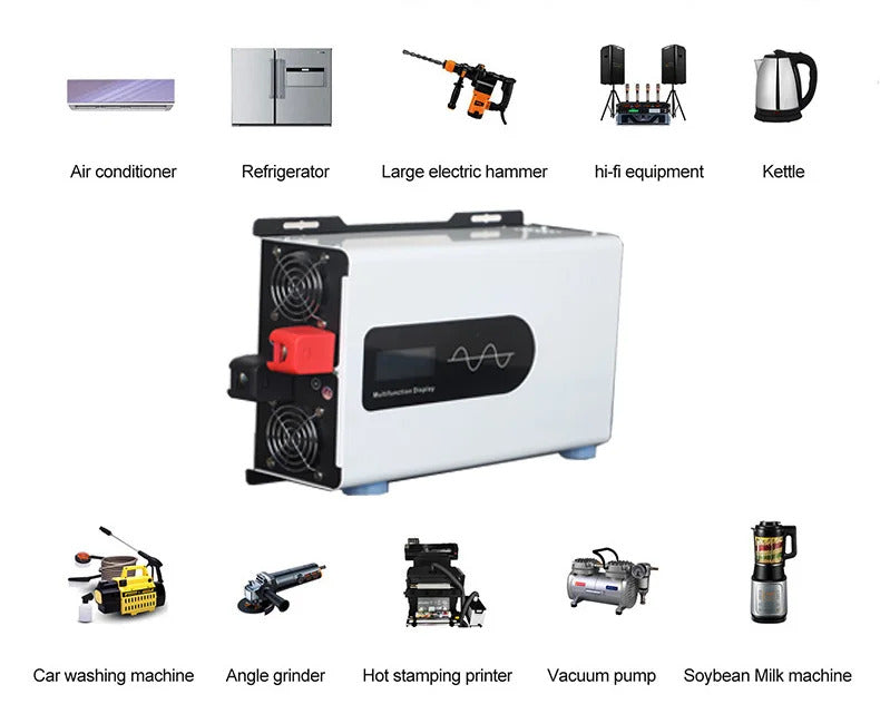 Muuntaja 96V - 230V, 8000 W, 10000 W, 12000 W, aurinkoautoinvertteri kauko-ohjattavalla kaksipistorasia-konvertterilla