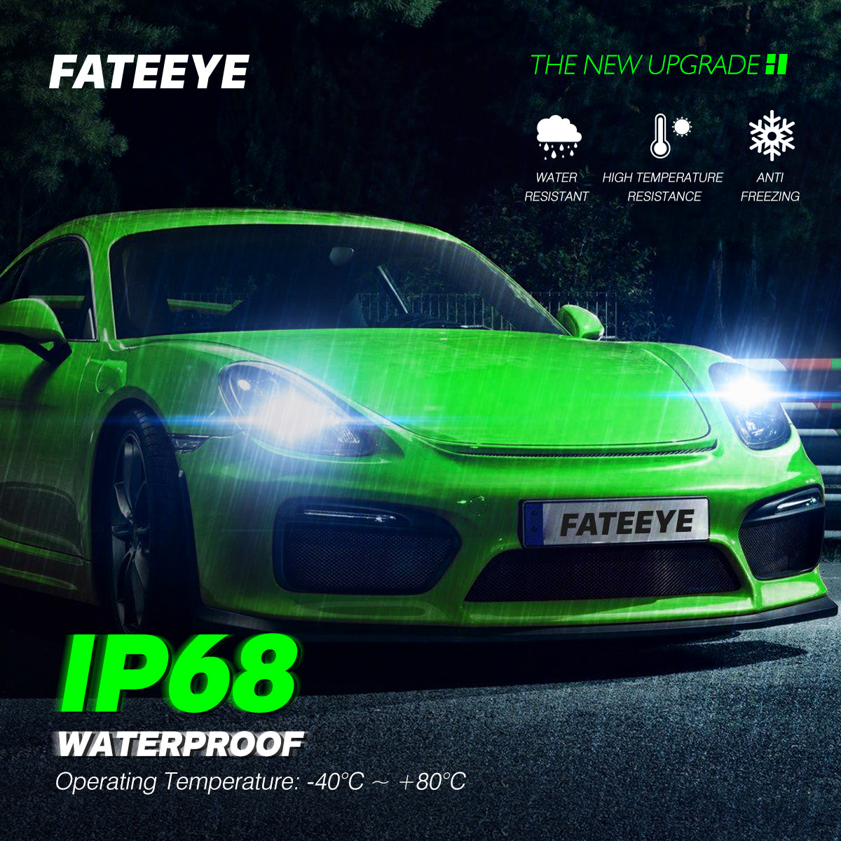 FATEEYE H7 LED-forlygtesæt 10000LM 50W fjern-/nærlys 6500K hvid halogen (2 stk.)