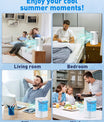 Mobiele airconditioner 4-in-1, energiezuinige mini-luchtkoeler met grote watertank (1200 ml), 3-traps verdampingskoeling, 7-kleuren LED, timer en laag geluidsniveau voor thuiswerken en slaapkamer