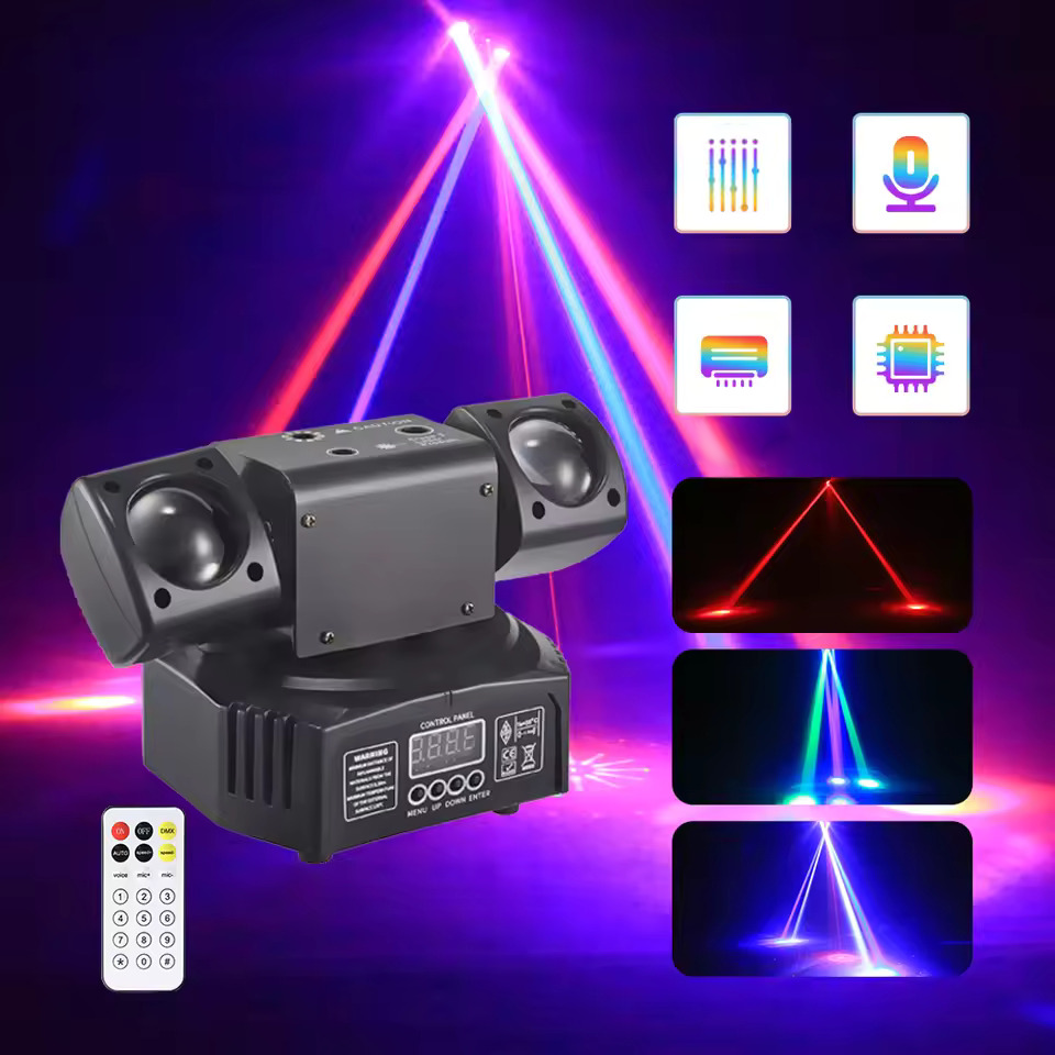 36W Disco-Licht 2-Arm LED Moving Head RGBW Partylicht mit Bienenauge, DMX512 Beam Bühnenbeleuchtung für Nachtclub, Bar, KTV