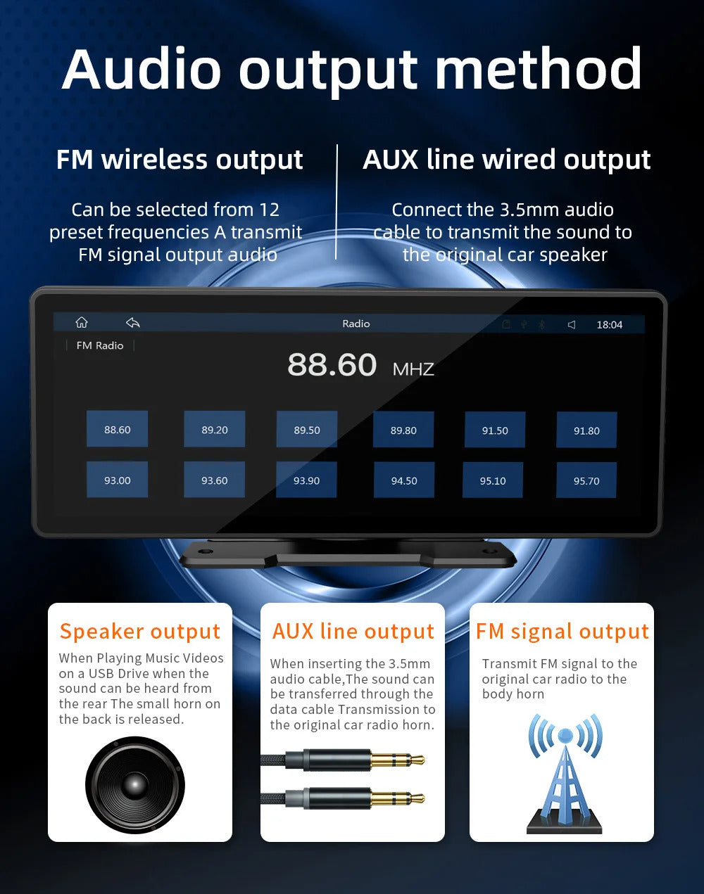 NOEIFEVO B5303 Langaton CarPlay-näyttö autoille, tukee Apple CarPlaytä ja Android Autoa, 10,26" HD kannettava kosketusnäyttöautoradio, autoon tarkoitettu äänivastaanotin ääniohjauksella, Mirror Link, Bluetooth, GPS-navigointi, FM AUX.