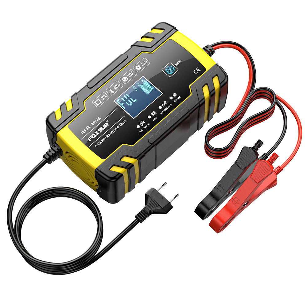 Ładowarka do akumulatorów samochodowych 12V 8A / 24V 4A, ładowarka naprawcza impulsowa dla wszystkich akumulatorów 12V i 24V kwasowo-ołowiowych, AGM, GEL i głębokiego cyklu