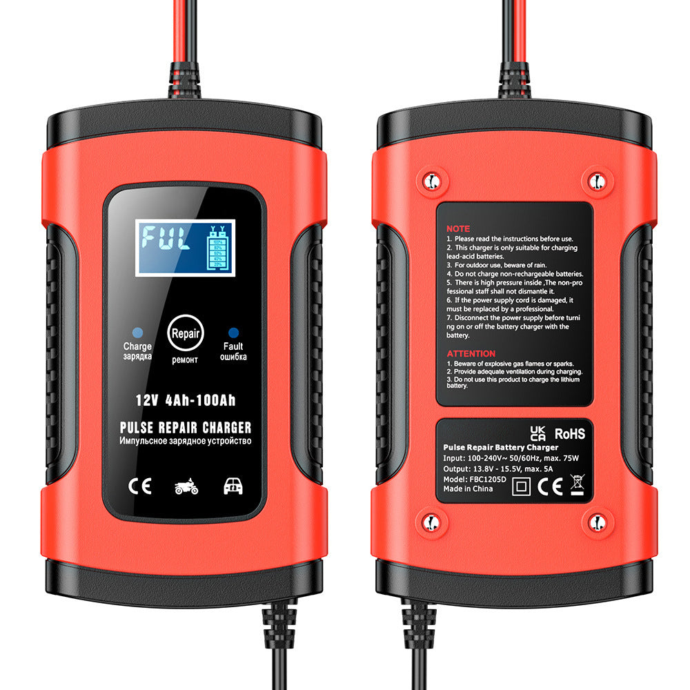 12V 6A Ładowarka do akumulatora samochodowego-motocyklowego, inteligentna wielofunkcyjna ładowarka do akumulatorów z detekcją temperatury dla akumulatorów kwasowo-ołowiowych AGM, żelowych i cyklicznych głębokiego roz