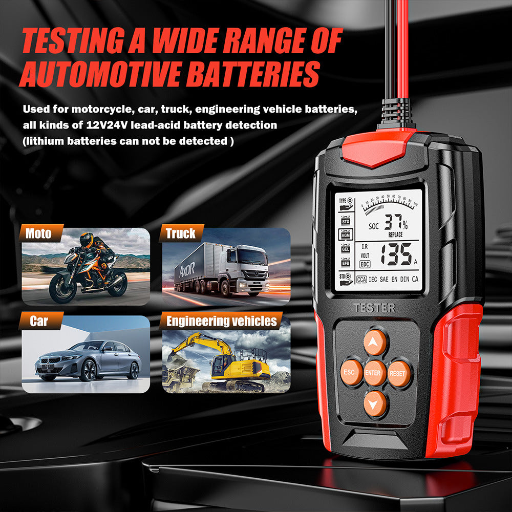 NOEIFEVO 12V 24V Bilbatteritestare & Generatorprovare – Digital lasttestare för personbilar, lastbilar, ATV & båtar – CCA bilbatterianalysator & laddkurvtestare