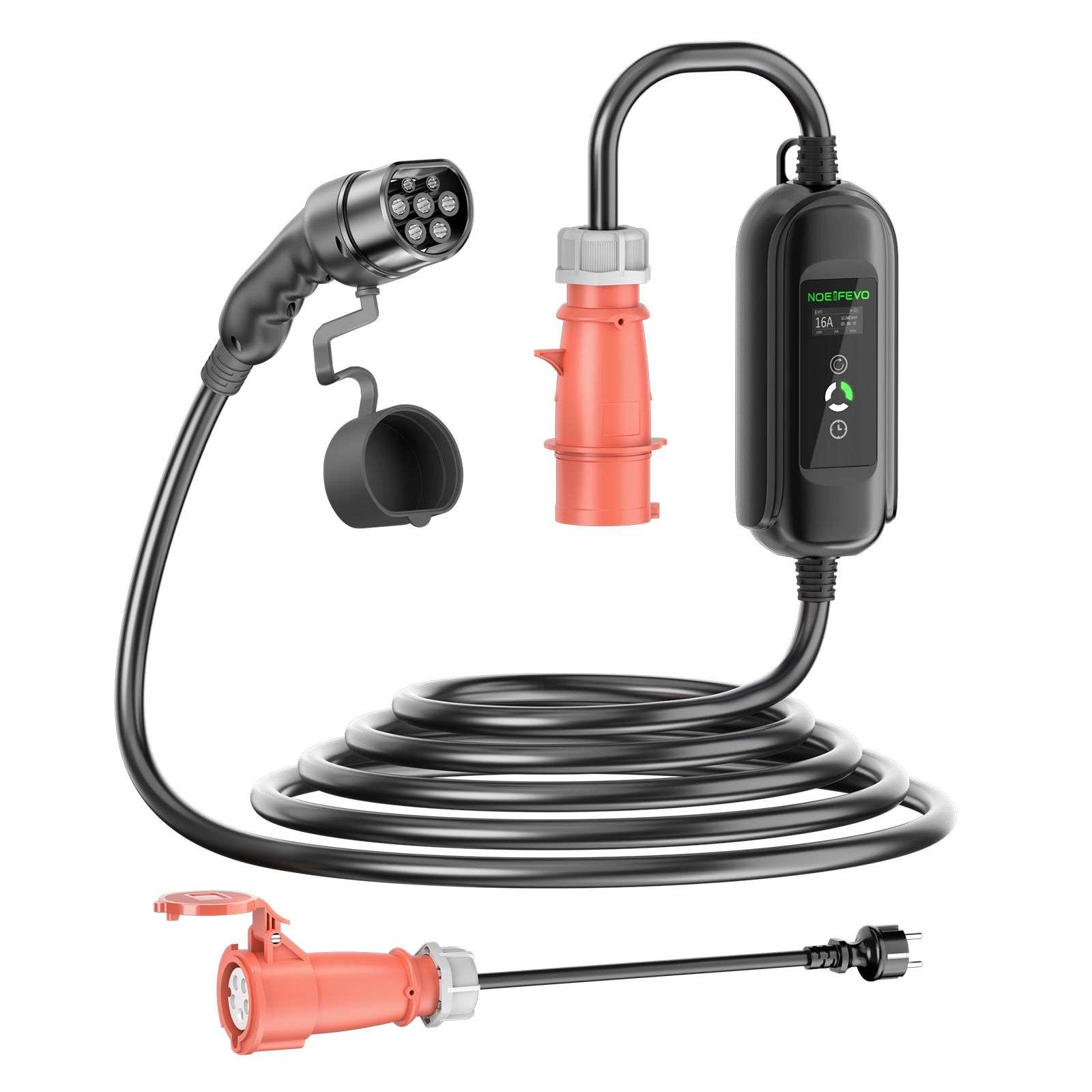 Noeifevo 11KW nabíječka autobaterií, Type2 to CEE16A EV Charger with Household Adapter , 5m/10/15m